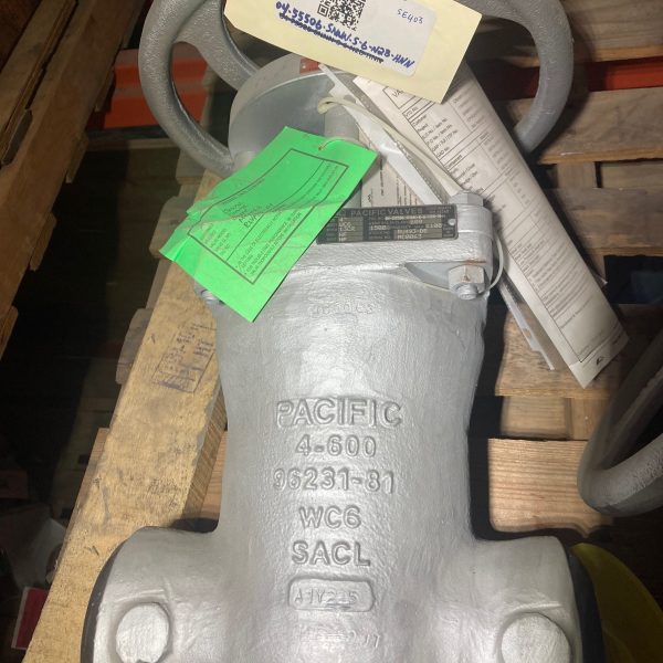 Crane Pacific 4" Gate Valve, 600#, WC6, 04-55506-SNNN-S-6-N2B-HNN