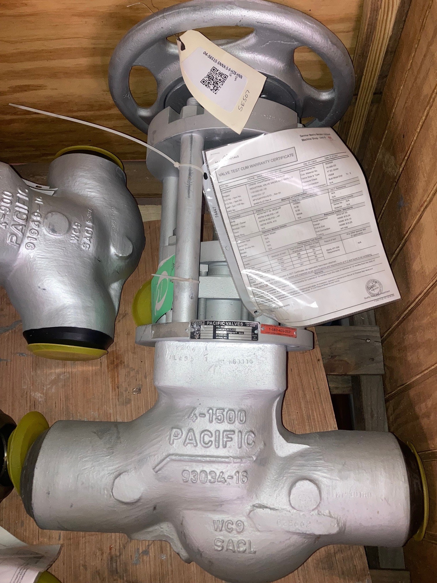 Crane Pacific 4" Check Valve, 1500#, WCB, 04-56515-SNNX-S-9-H2B-HNN